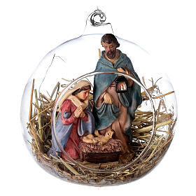 Figuras Natividade dentro bola de vidro diâmetro 12 cm, presépio altura média 10 cm