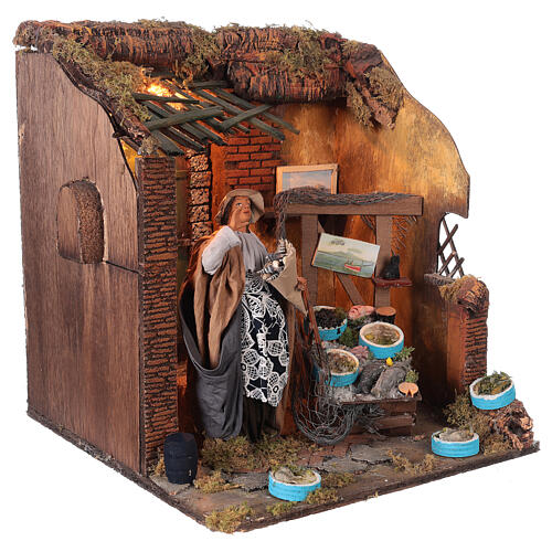 Fishmonger with shop 40x35x30 cm animation for Neapolitan Nativity Scene with 24 cm characters 3