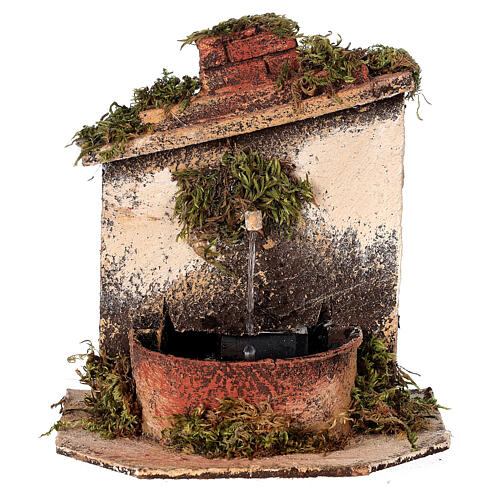 Fontanário em miniatura cortiça com bomba de água para presépio napolitano com figuras de altura média 10-12 cm 1