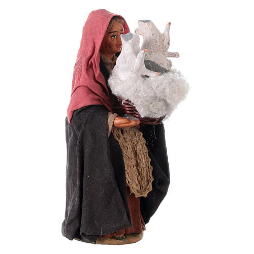 Frau mit Korb und Katzen in der Hand fűr neapolitanische Weihnachtskrippe, 10 cm 3