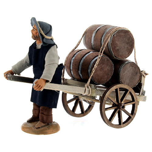 Man carrying barrel cart Neapolitan nativity scene 10 cm 2