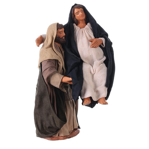 St Joseph with pregnant Mary Neapolitan nativity 13 cm 2