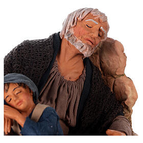 Schlafender Mann mit Kind fűr neapolitanische Weihnachtskrippe, 30 cm