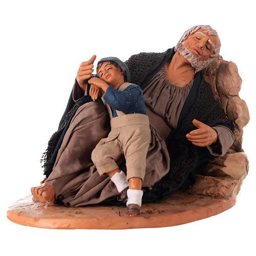 Homme et enfant endormis crèche napolitaine 30 cm 5