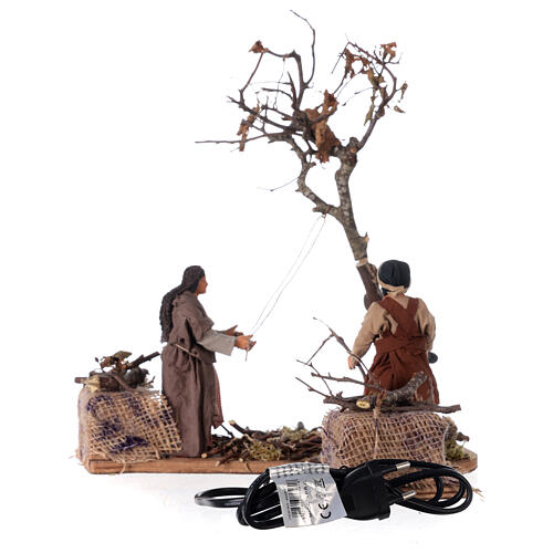 2 Figuren mit Bewegung fűr neapolitanische Weihnachtskrippe, die einen Baum fällen, 12 cm 6