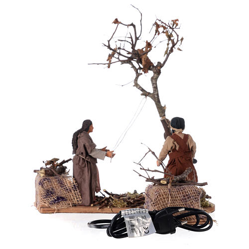 Falling tree 2 animated characters Neapolitan nativity scene 12 cm 6