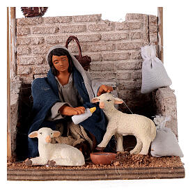 Animated woman lambs Neapolitan nativity scene 12 cm