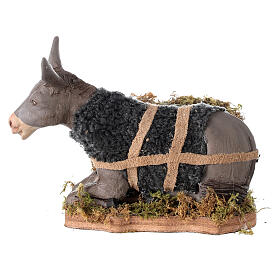 Animated donkey head Neapolitan nativity 12 cm