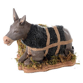 Animated donkey head Neapolitan nativity 12 cm