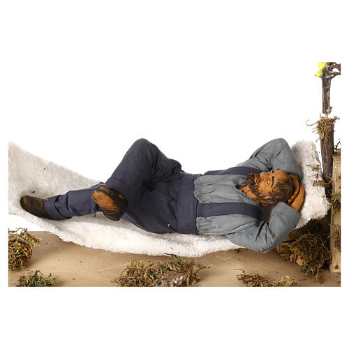 Homem adormecido movimento rede de descanso para presépio napolitano de 30 cm 4