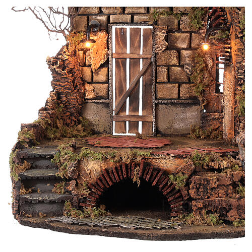 Décor crèche entrée en ruine éclairée 50x50x40 cm crèche napolitaine avec santons 12-14 cm 2