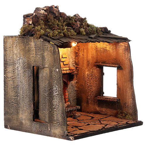 Nativity setting with fireplace, 35x30x25 cm, for Neapolitan Nativity Scene with figurines of 12-14 cm 4