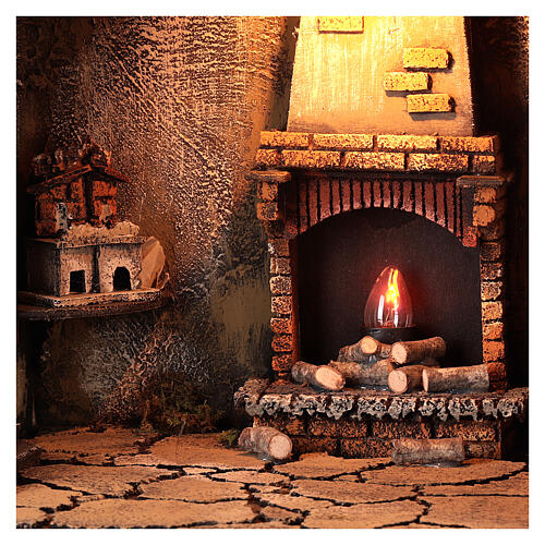 Szopka neapolitańska, scena z kominkiem, 35x30x25 cm, dla figurek 12-14 cm 2
