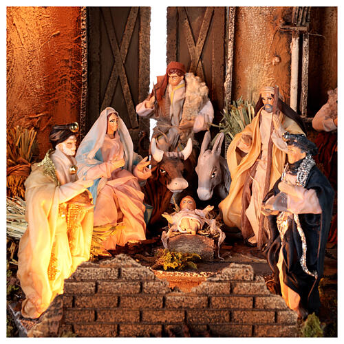 Temple with Nativity and Wise Men for Neapolitan Nativity Scene with 13 cm characters 80x40x40 cm 2