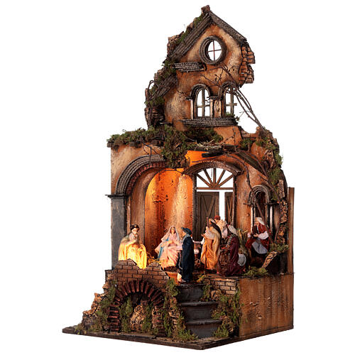 Temple with Nativity and Wise Men for Neapolitan Nativity Scene with 13 cm characters 80x40x40 cm 3