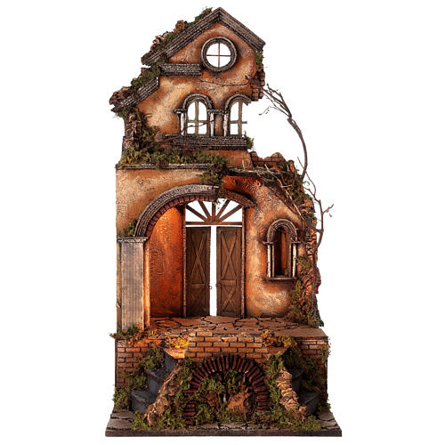 Tempio natività re magi luci presepe napoletano 80x40x40 cm per statuine 13 cm 5