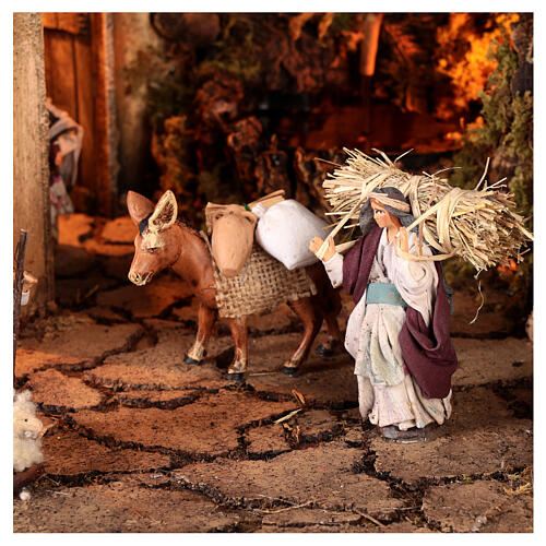 Pueblo Natividad Reyes Magos completo luces belén napolitano 70x70x50 cm para estatuas 10 cm 4