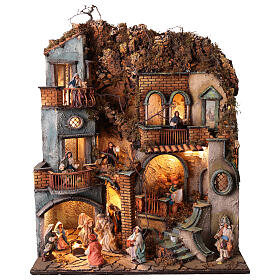 Complete village with fountain for Neapolitan Nativity Scene with 10 cm characters 70x55x40 cm