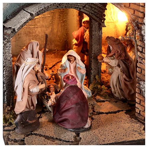 Complete village with fountain for Neapolitan Nativity Scene with 10 cm characters 70x55x40 cm 2