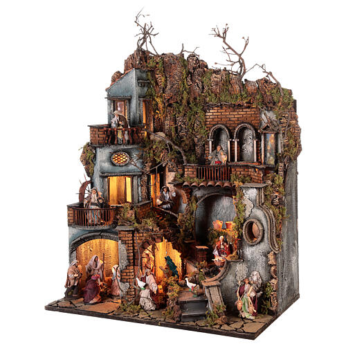 Complete village with fountain for Neapolitan Nativity Scene with 10 cm characters 70x55x40 cm 3