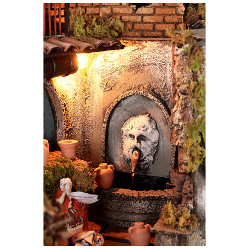 Complete village with fountain for Neapolitan Nativity Scene with 10 cm characters 70x55x40 cm 4