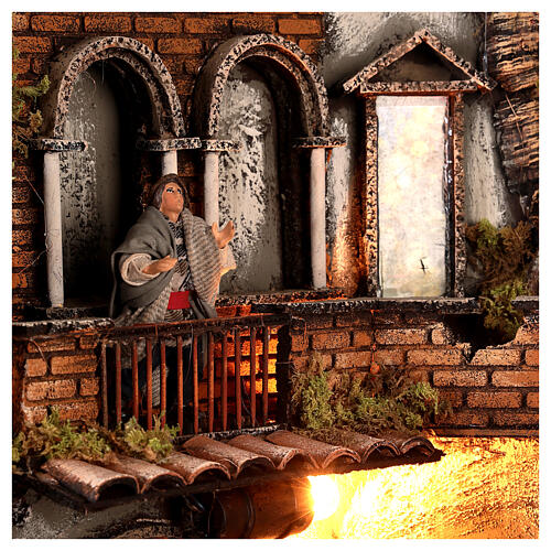 Complete village with fountain for Neapolitan Nativity Scene with 10 cm characters 70x55x40 cm 5
