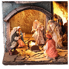 Village Nativité complet fontaine crèche napolitaine 70x55x40 cm santons 10 cm