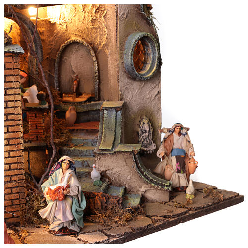 Villaggio natività completo fontana presepe napoletano 70x55x40 cm statuine 10 cm 6