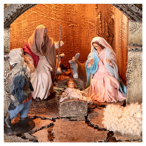 Village with Nativity and other characters, oven and well, for Neapolitan Nativity Scene with 10 cm figurines, 70x55x35 cm 2