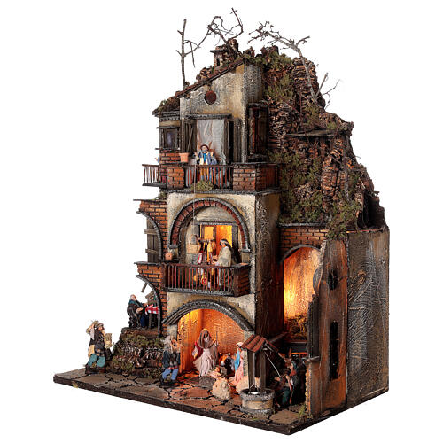 Village with Nativity and other characters, oven and well, for Neapolitan Nativity Scene with 10 cm figurines, 70x55x35 cm 3
