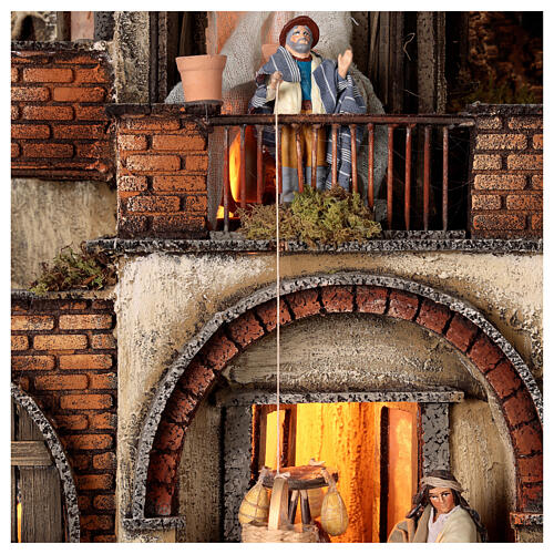 Village with Nativity and other characters, oven and well, for Neapolitan Nativity Scene with 10 cm figurines, 70x55x35 cm 4