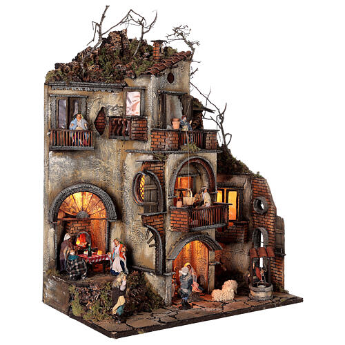 Village with Nativity and other characters, oven and well, for Neapolitan Nativity Scene with 10 cm figurines, 70x55x35 cm 5