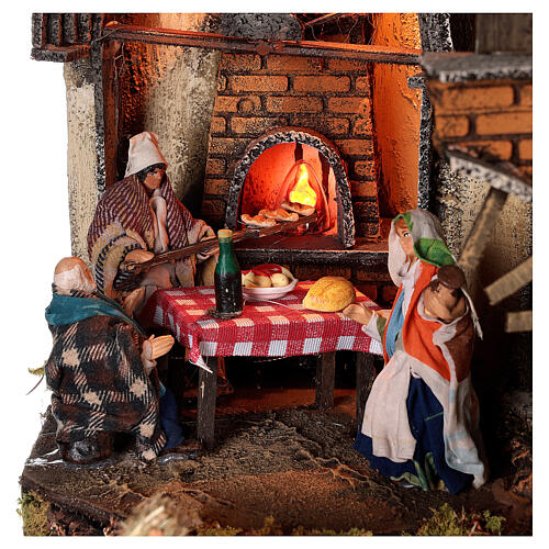 Village with Nativity and other characters, oven and well, for Neapolitan Nativity Scene with 10 cm figurines, 70x55x35 cm 6