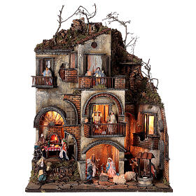 Borgo natività personaggi forno presepe napoletano 70X55X35 cm per statuine 10 cm