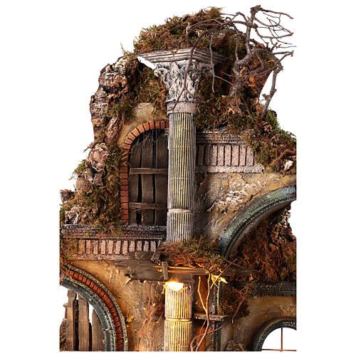 Temple with arches, Nativity and sleeping shepherd, for Neapolitan Nativity Scene with 30 cm characters 10x50x50 cm 7