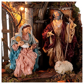 Temple with arches, Holy Family and sleeping shepherd, for Neapolitan Nativity Scene with 30 cm characters 10x50x50 cm