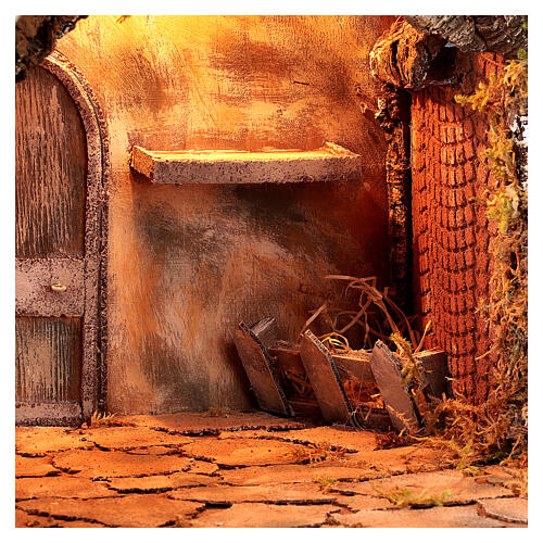 Neapolitanische Weihnachtskrippe 12-14 cm Hütte mit Brunnen 40x65x50 cm 4