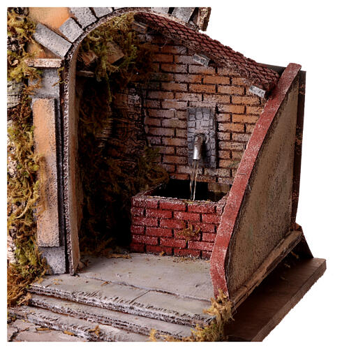 Setting for Neapolitan Nativity Scene with 12-14 cm characters, stable and fountain, 40x65x50 cm 4