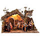 Illuminate stable with fountain and 12-14 cm Neapolitan Nativity Scene figurines, 40x65x50 cm s1