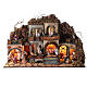Neapolitan Nativity Scene for 10 cm figurines, village with fountain, animated character and Holy Family, 60x80x35 cm, MODULE 1 s1