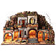 Neapolitan Nativity village for 10 cm figurines, with fountain, animated character and Holy Family, 60x80x35 cm, MODULE 1 s7