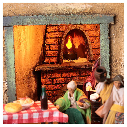 Neapolitan Nativity Scene for 10 cm figurines, village animated character and Holy Family, 60x80x35 cm, MODULE 3 7
