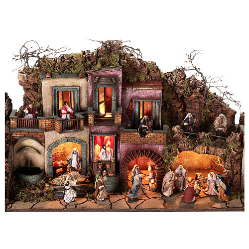 Modular Nativity setting complete with 10 cm characters for Neapolitan Nativity Scene, 3 modules, 60x240x35 cm 5