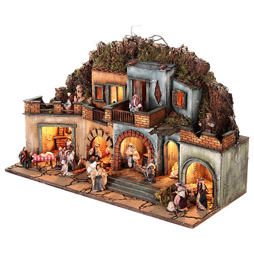 Modular Nativity setting complete with 10 cm characters for Neapolitan Nativity Scene, 3 modules, 60x240x35 cm 15