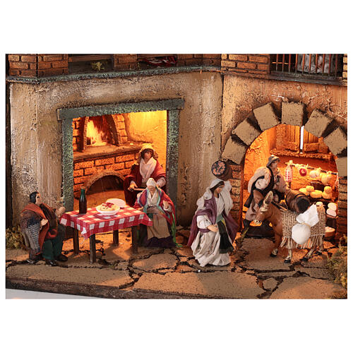 Modular Nativity village complete with 10 cm characters for Neapolitan Nativity Scene, 3 modules, 60x240x35 cm 4