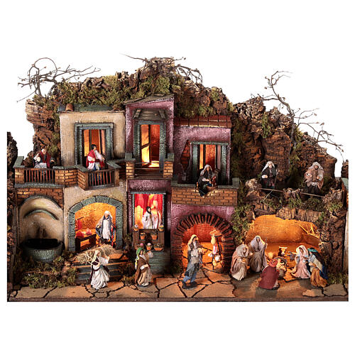 Modular Nativity village complete with 10 cm characters for Neapolitan Nativity Scene, 3 modules, 60x240x35 cm 5