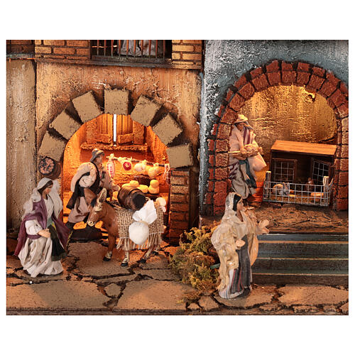 Modular Nativity village complete with 10 cm characters for Neapolitan Nativity Scene, 3 modules, 60x240x35 cm 6