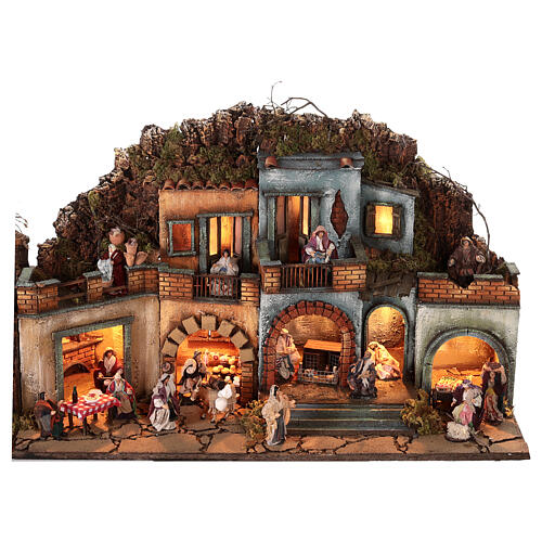 Modular Nativity village complete with 10 cm characters for Neapolitan Nativity Scene, 3 modules, 60x240x35 cm 7