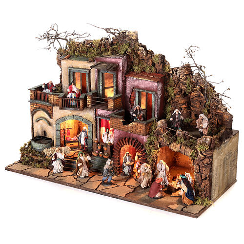 Modular Nativity village complete with 10 cm characters for Neapolitan Nativity Scene, 3 modules, 60x240x35 cm 9