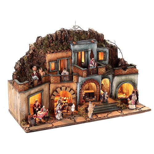 Modular Nativity village complete with 10 cm characters for Neapolitan Nativity Scene, 3 modules, 60x240x35 cm 16